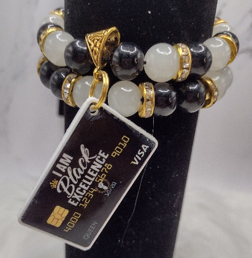 Black Excellence Black & White Credit Card Stretch Bracelet