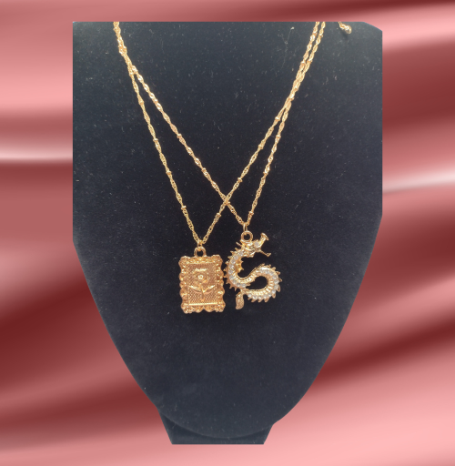 Chinese Bling Dragon Zodiac Necklace 18k gold plated