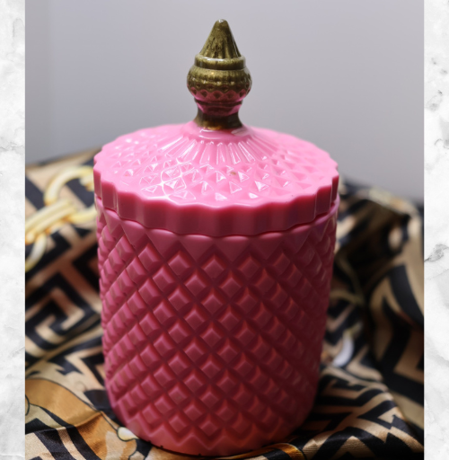 Decorative handmade resin jar with lid and smooth glossy finish